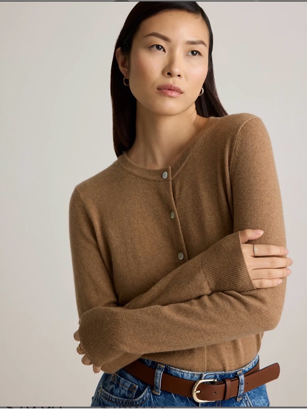 NWOT Quince Mongolian Cashmere Cardigan Sweater in Teak, sz Medium
